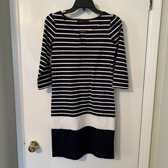 The Limited Navy Stripe Shift 3/4 Sleeve Dress Size XS - Picture 2 of 4